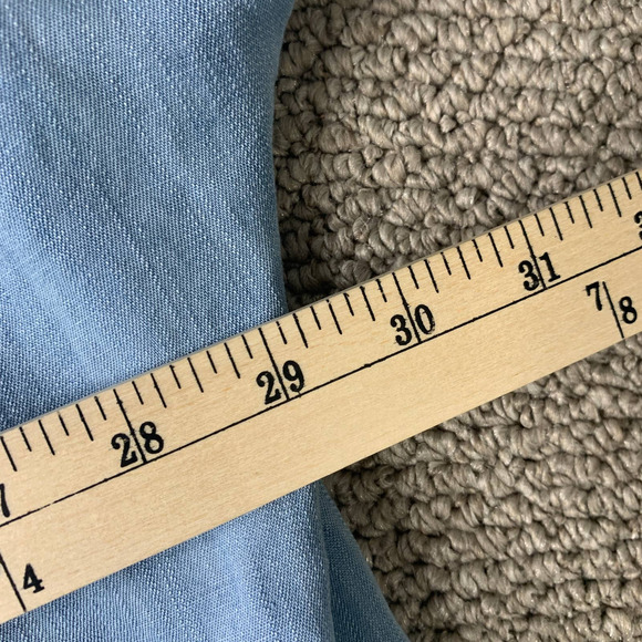 Easel Womens Blouse Top Size Medium Blue Chambray Cold Shoulders Fringe Hem - Picture 9 of 12